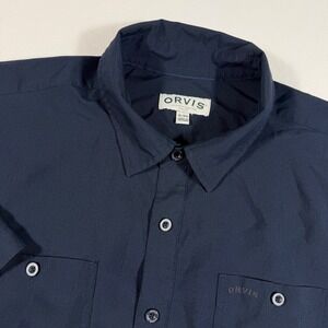 Orvis Classic Collection‎ Mens XL Blue Short Sleeve Button Down Shirt EUC